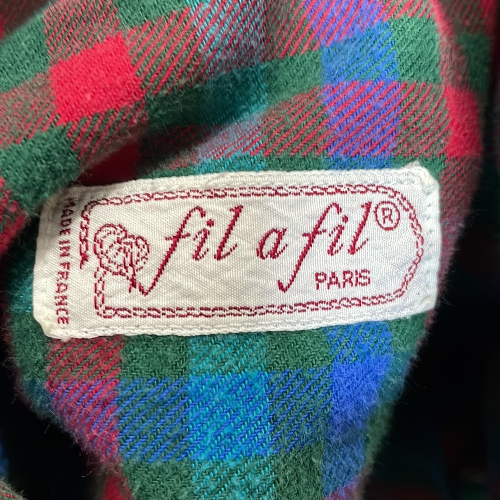 Fil A Fil Colorful Flannel Button Up. Size 43 (35… - image 4
